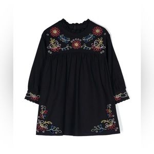 NWT Chloé Kids' Embroidered Long Sleeve Cotton Twill Dress Size 10Y